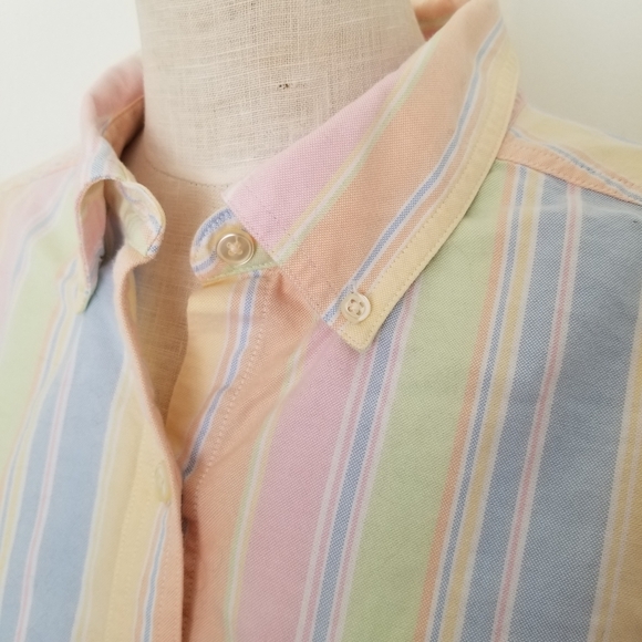 L.L. Bean Plus Size Pastel Stripe Oxford Buttondown Shirt 2X - Picture 4 of 16